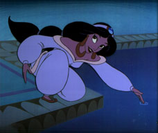 Cel of Jasmine preparing to splash Aladdin